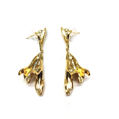 Long trendy gold plated earrings