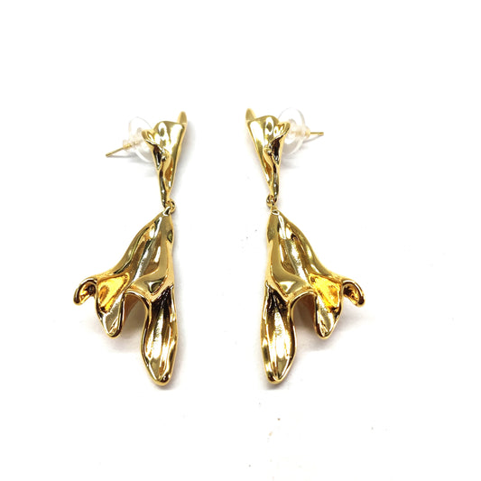 Long trendy gold plated earrings