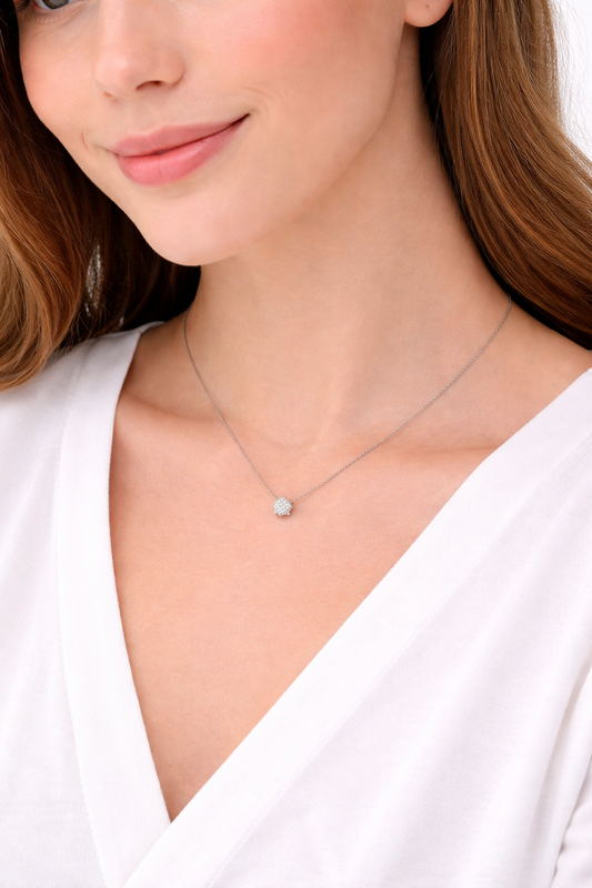 Cubic pendent silver necklace