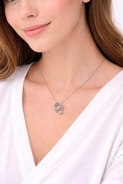 Double ring design necklace chain for girls