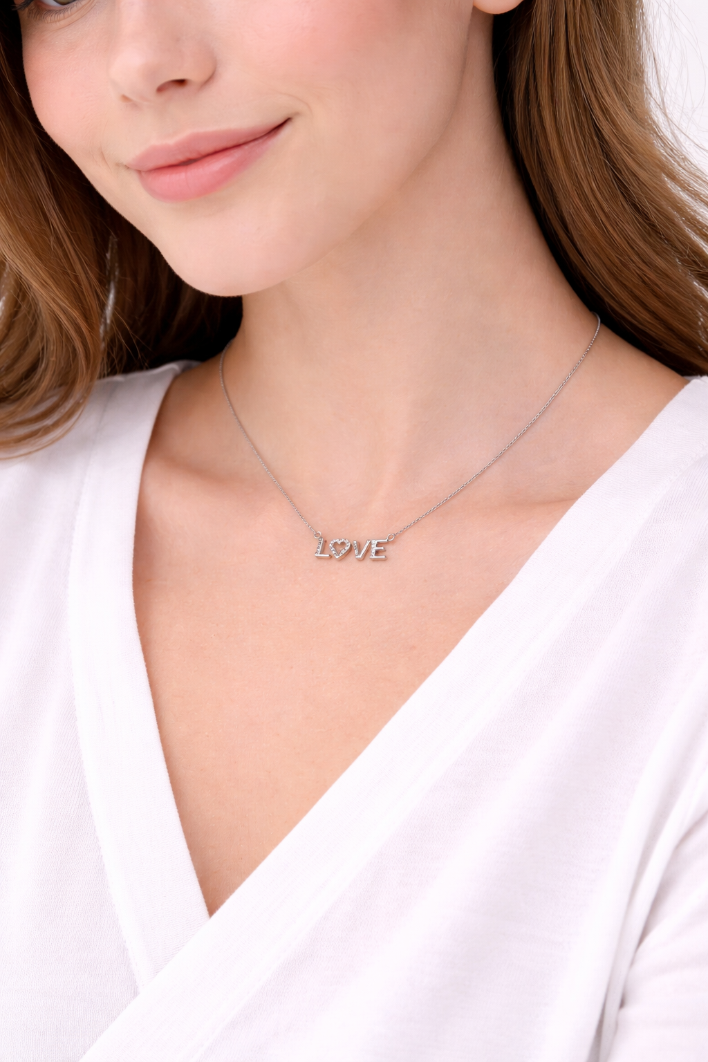 LOVE name pendent silver chain necklace