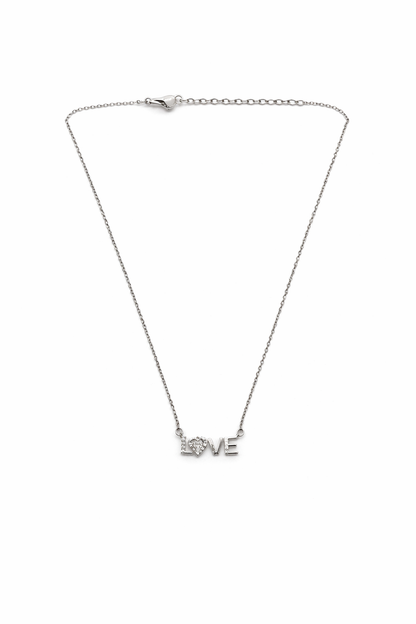 LOVE name pendent silver chain necklace