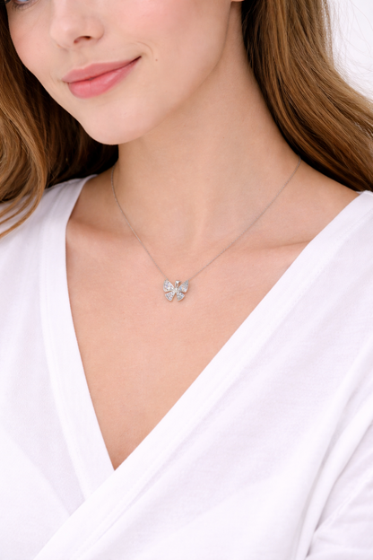 Butterfly pendent with silver chain neckpiece