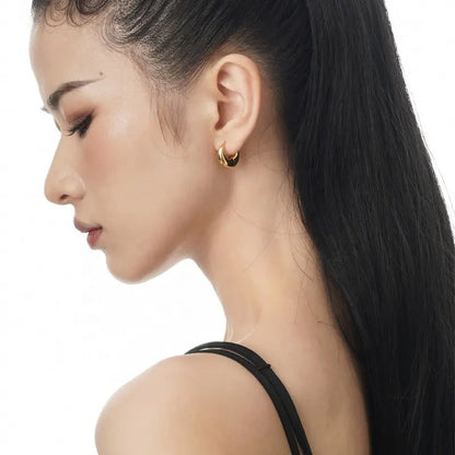 Gold polish tiny hoop earring