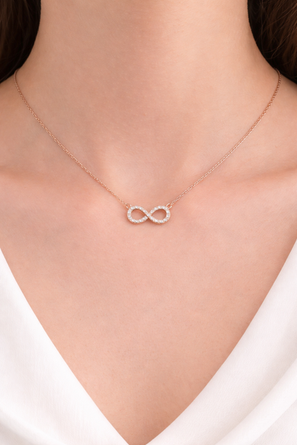 Infinity Shape Pendant Necklace With Stones