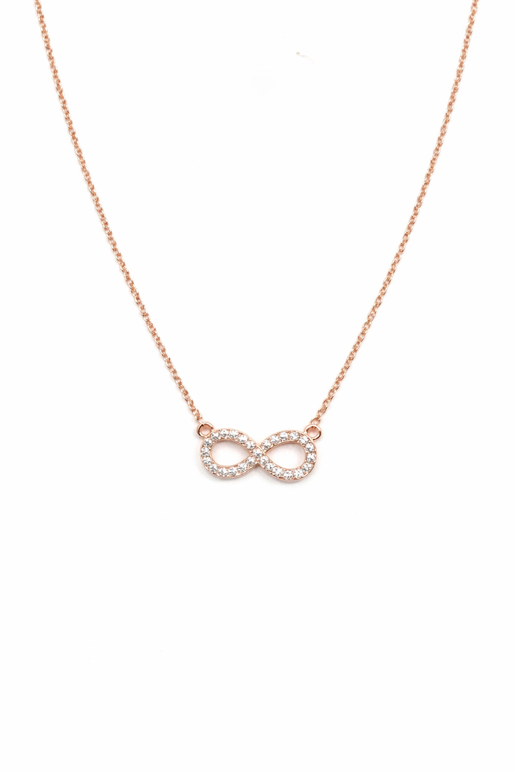 Infinity Shape Pendant Necklace With Stones