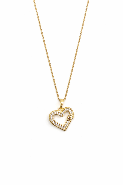 Glossy Gold Heart Pendant Necklace