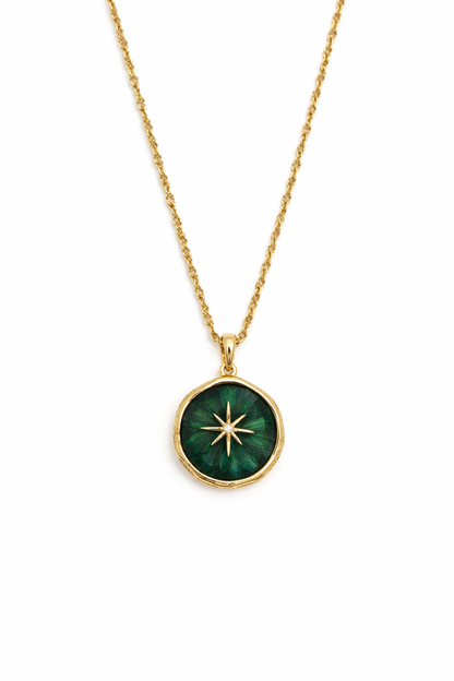 Green Pendant Golden Chain Necklace
