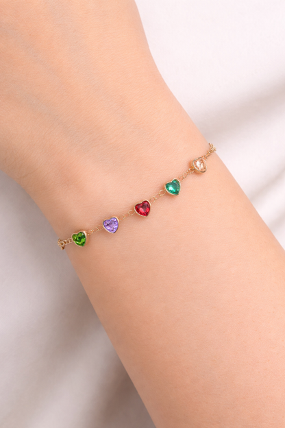 Elegant Heart Shape Multi Colour Diamonds Bracelets For Girls