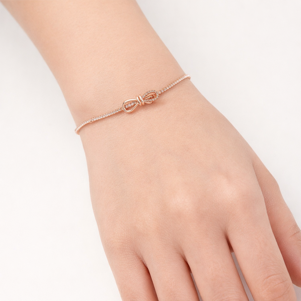 Charming Knot Cubic Diamonds Rose Gold Adjustable Bracelets For Girls