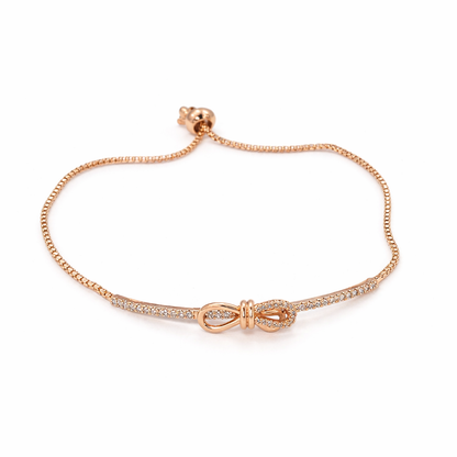 Charming Knot Cubic Diamonds Rose Gold Adjustable Bracelets For Girls