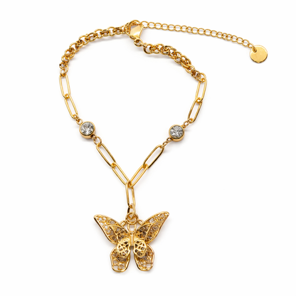 Beautiful butterfly hang gold chain bracelet