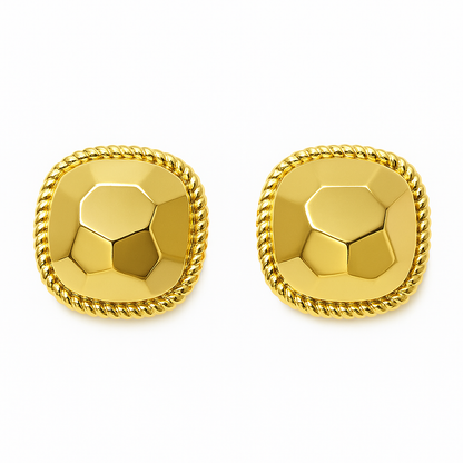 Golden color square cubic earring