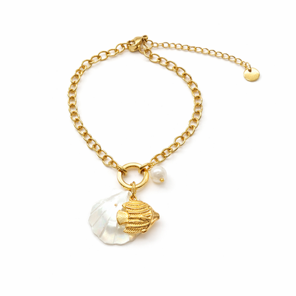Shell fish design gold chain bracelet