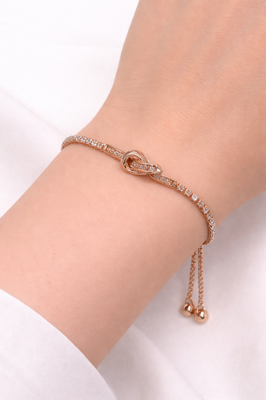 Attractive Design Cubic Diamonds Adjustable Rose Gold Bracelets