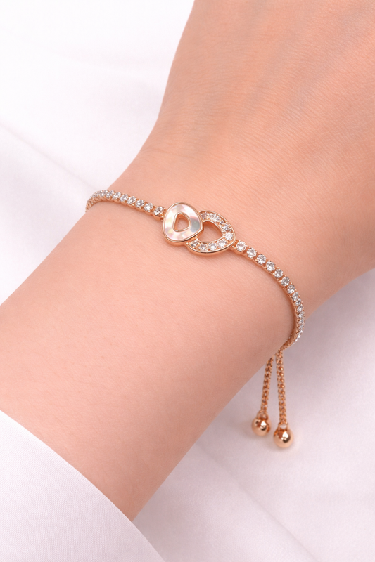 Charming Shell & Star Fish Rhinestone Crystal Rose Gold Bracelets For Girls
