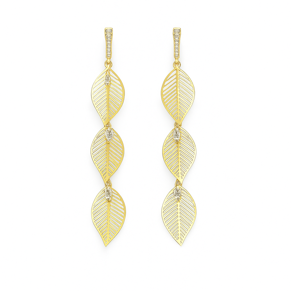 Gold leaf long earring