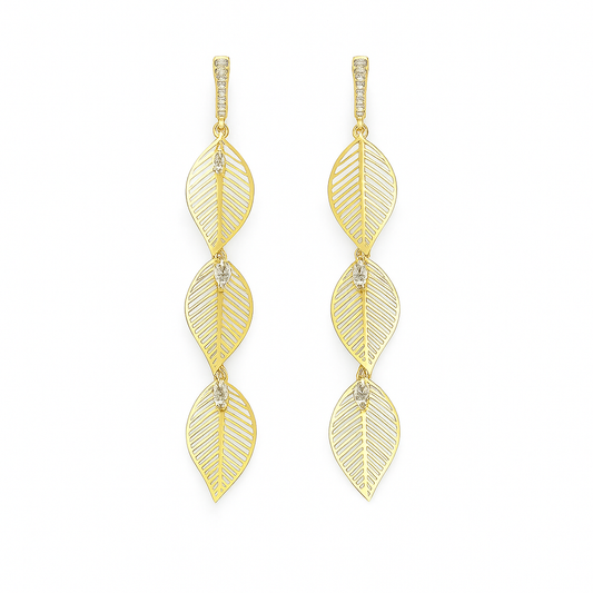 Gold leaf long earring