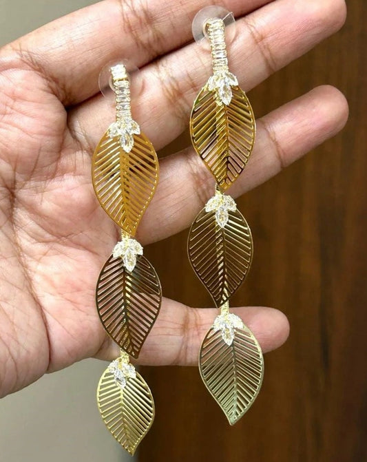 Gold leaf long earring