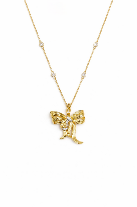 Bow Gold Pendant Necklace