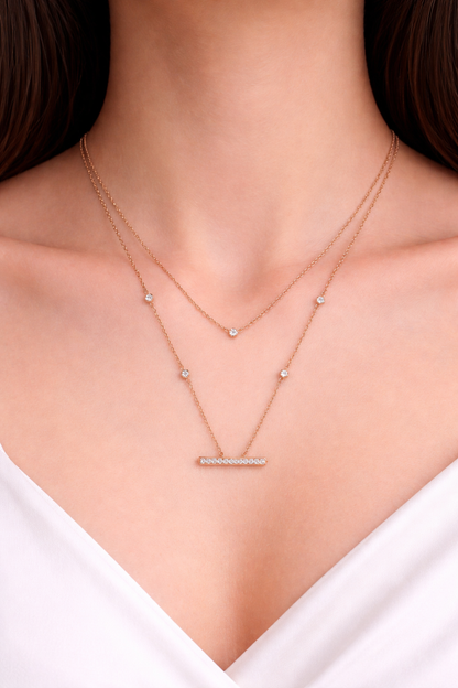 Modern Look 2 Layered Rose Gold Necklace