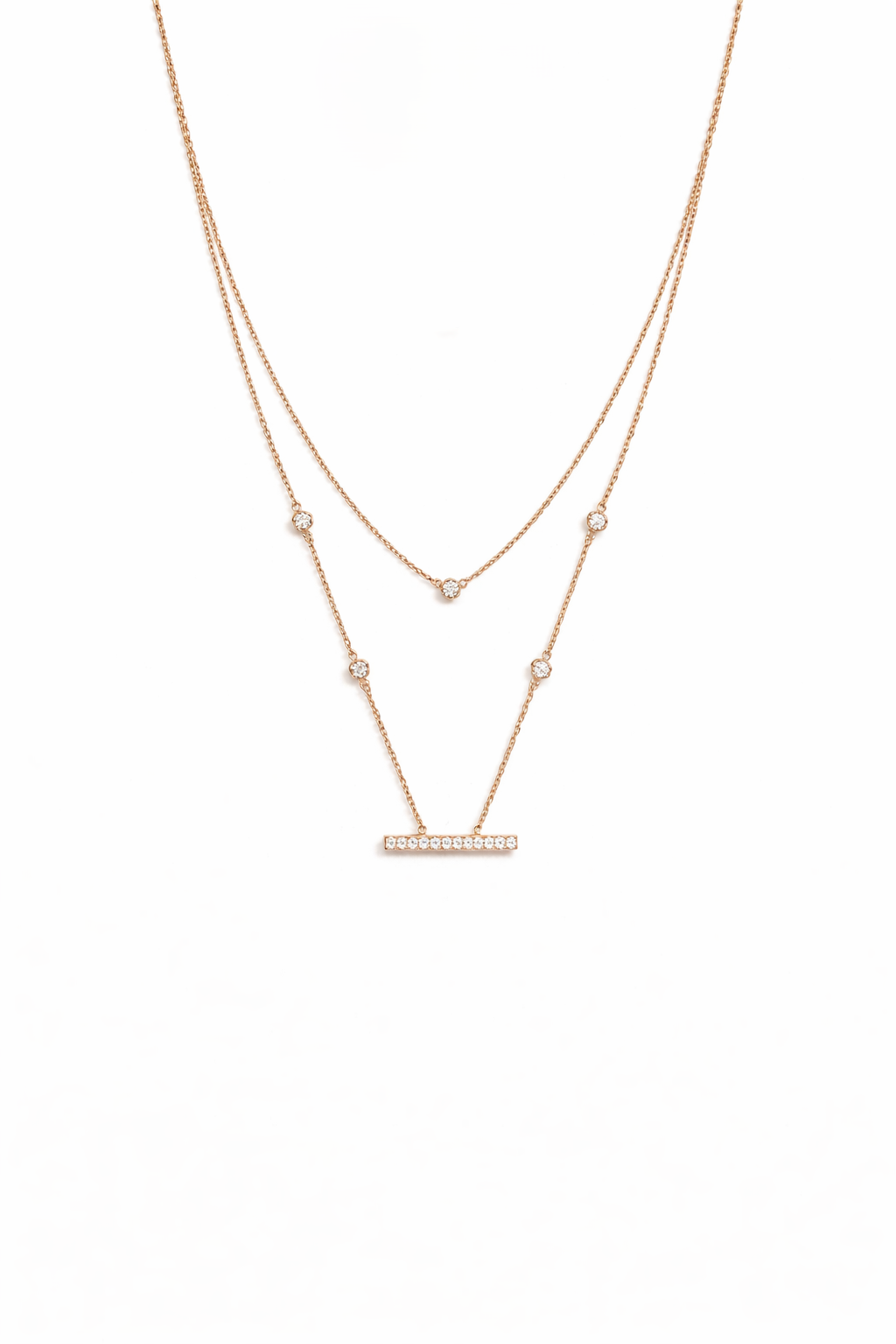 Modern Look 2 Layered Rose Gold Necklace