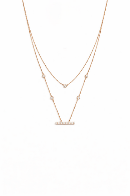 Modern Look 2 Layered Rose Gold Necklace
