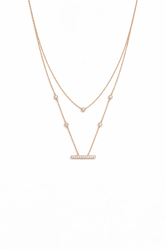 Modern Look 2 Layered Rose Gold Necklace
