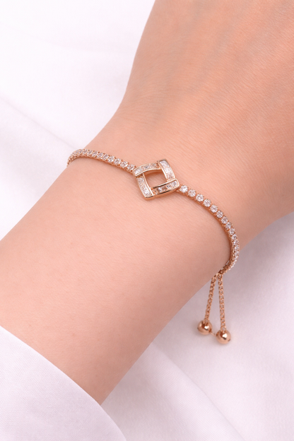 Attractive Box Chain Design Zirconia Silver Bracelets For Girls
