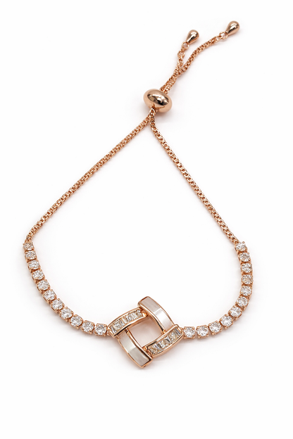 Attractive Box Chain Design Zirconia Silver Bracelets For Girls