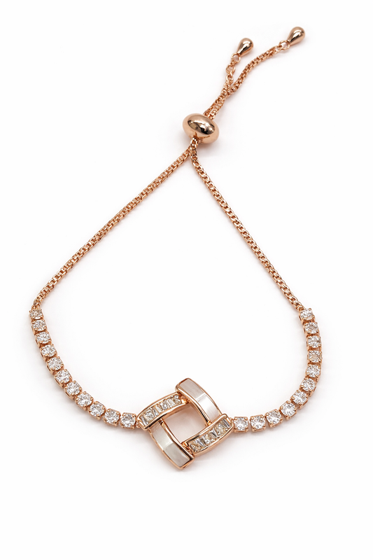 Attractive Box Chain Design Zirconia Silver Bracelets For Girls