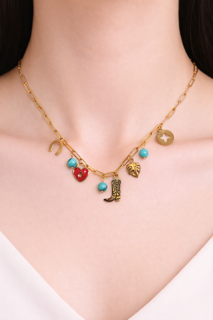 Blue beads charm necklace for little girls