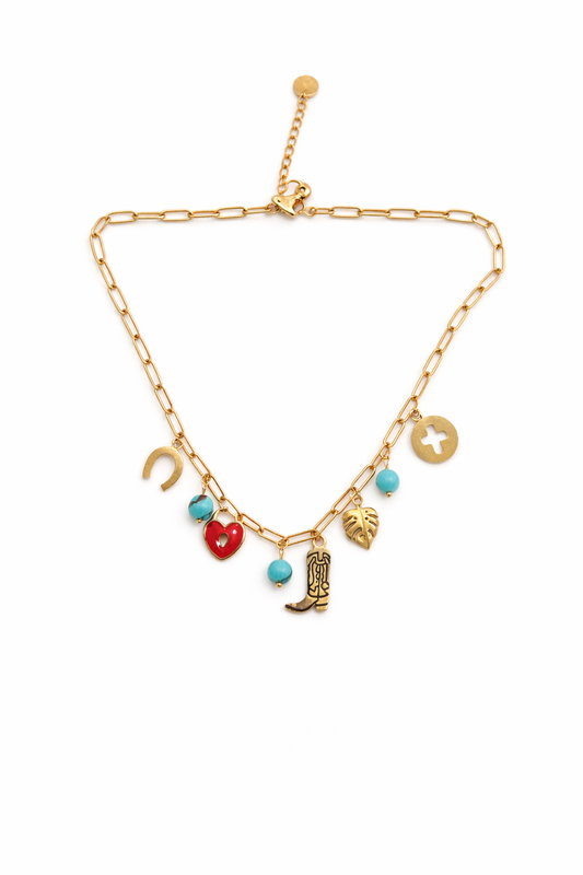 Blue beads charm necklace for little girls