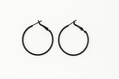 Black medium hoop earring