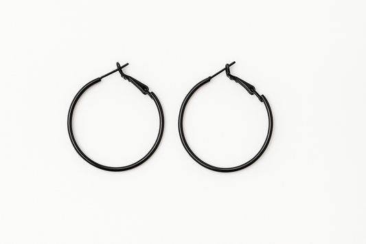 Black medium hoop earring