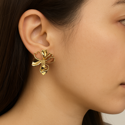 18k gold plated flower stud earring
