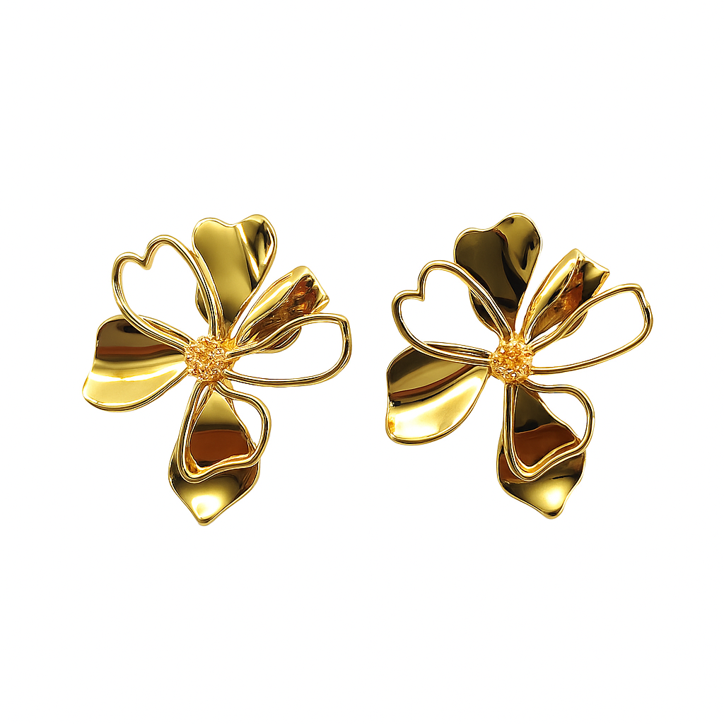 18k gold plated flower stud earring