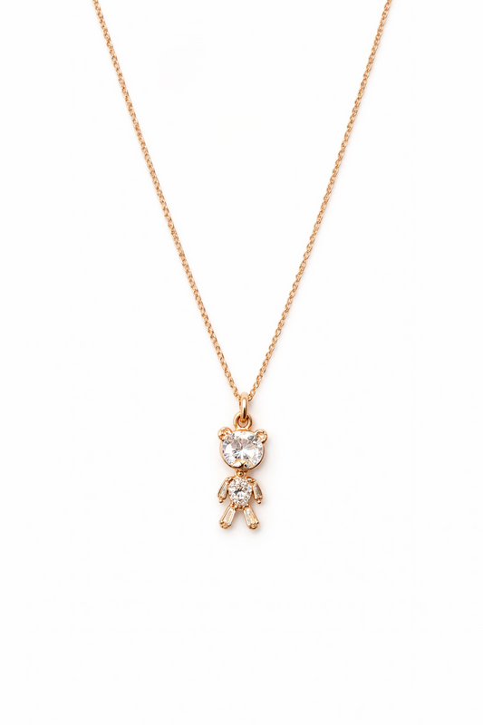 Teddy Bear Rose Gold Necklace