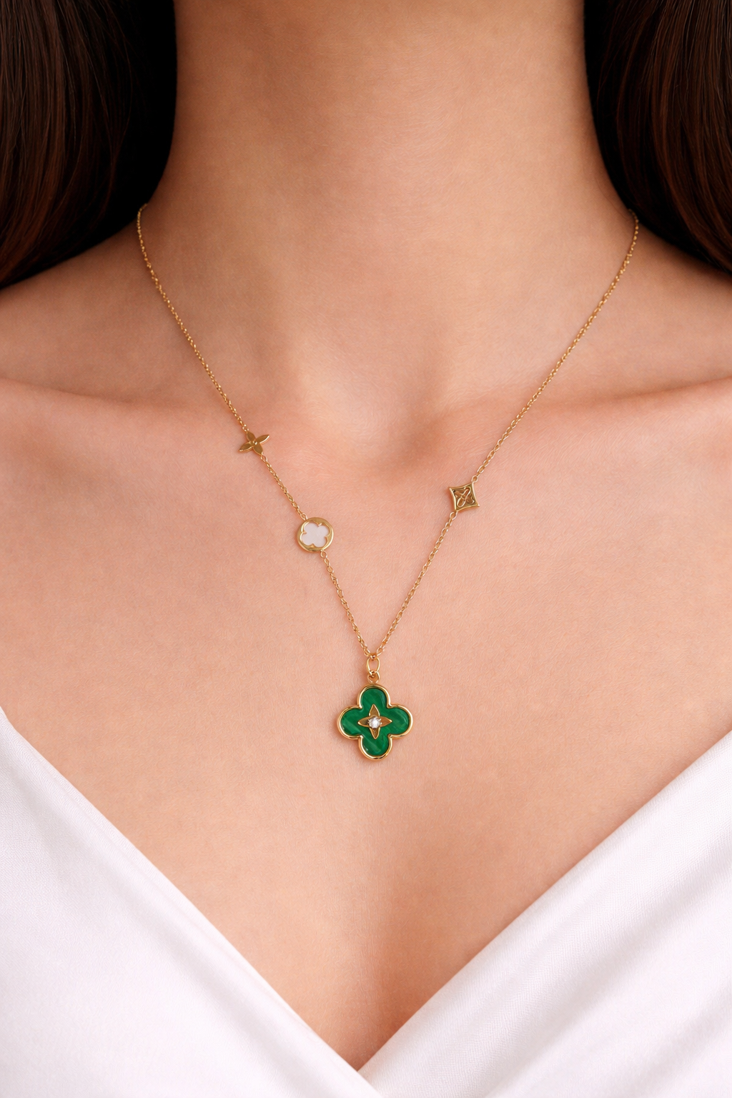 Green Flower Pendant Korean Necklace