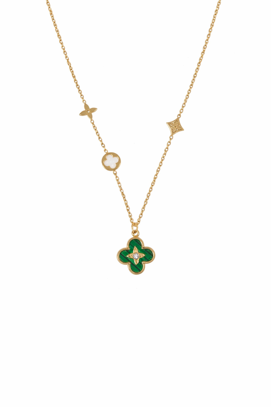 Green Flower Pendant Korean Necklace