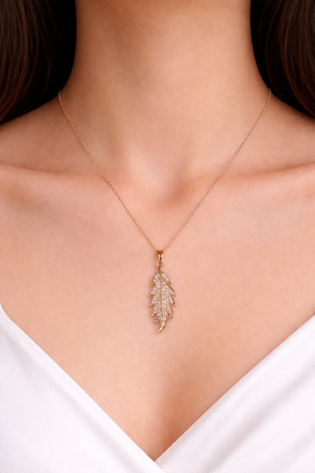 Rose Gold Leaf Pendant Neckpiece