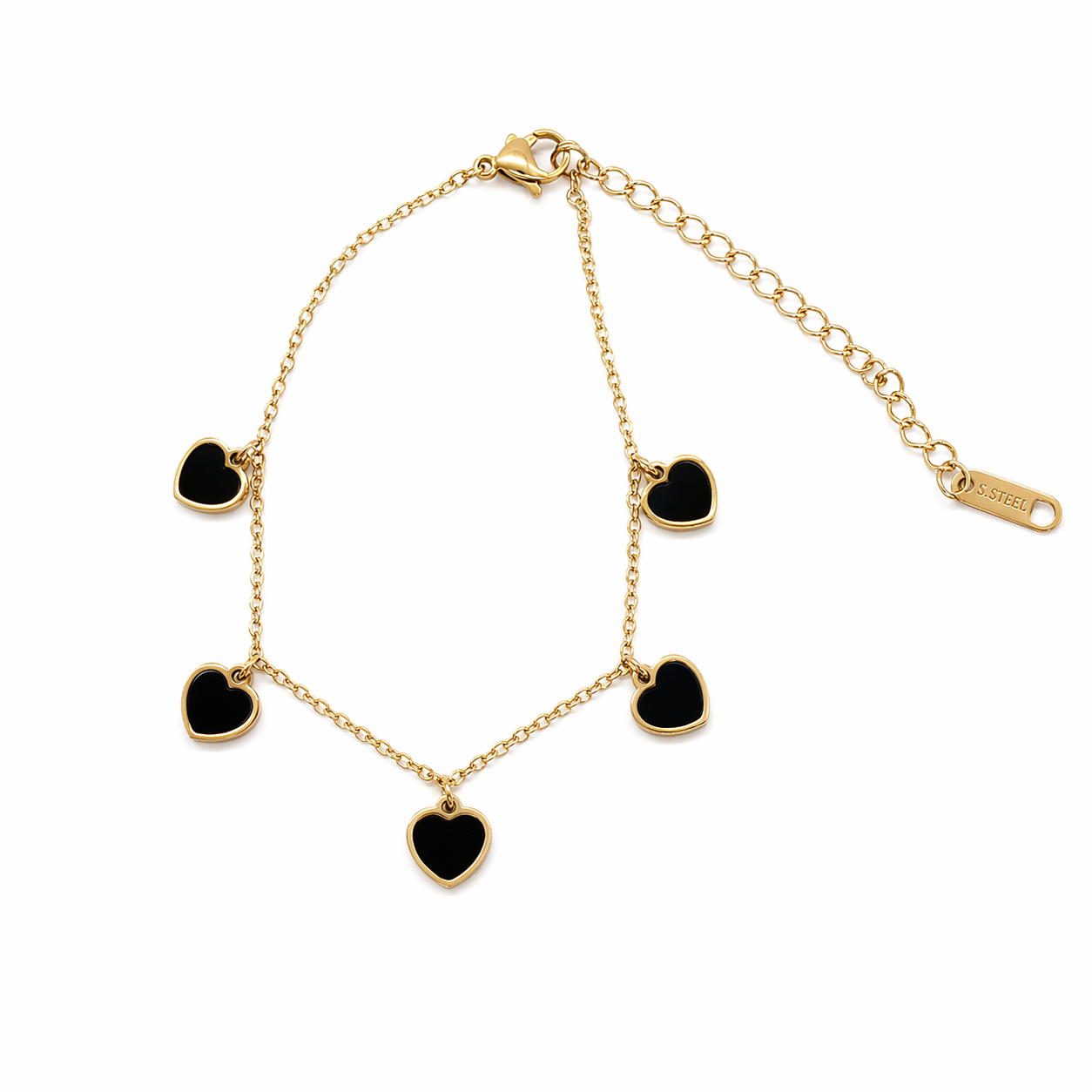 Black Heart hang gold chain bracelet