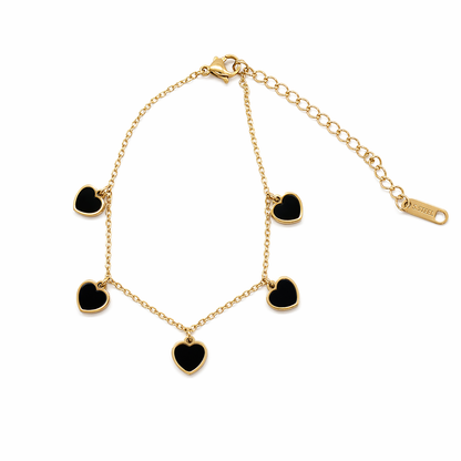 Black Heart hang gold chain bracelet