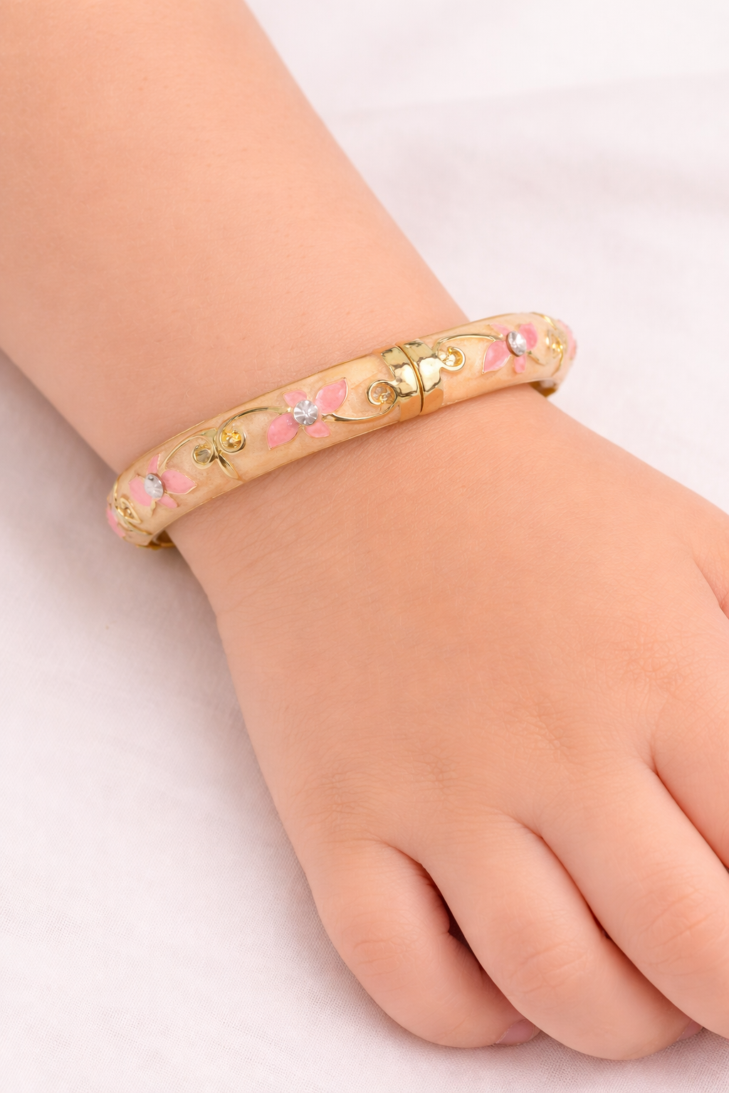 Orange Flower Design with Diamond Enamel Bracelet