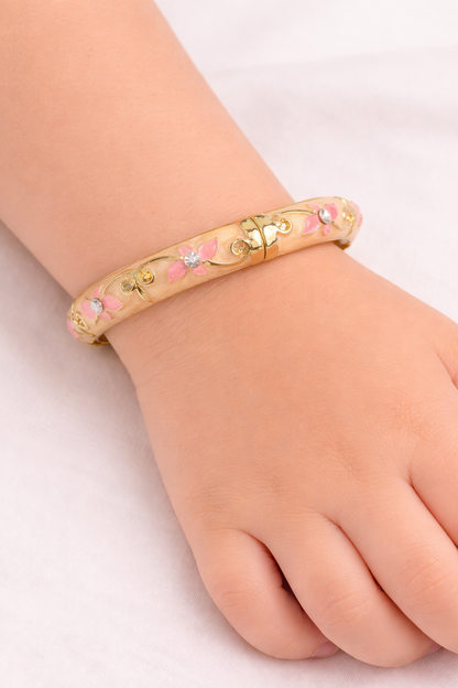 Orange Flower Design with Diamond Enamel Bracelet
