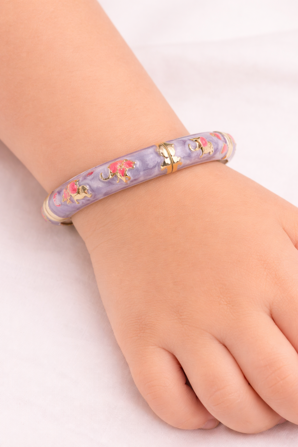 Pretty New Yellow Gold Plated Purple Elephant Enamel