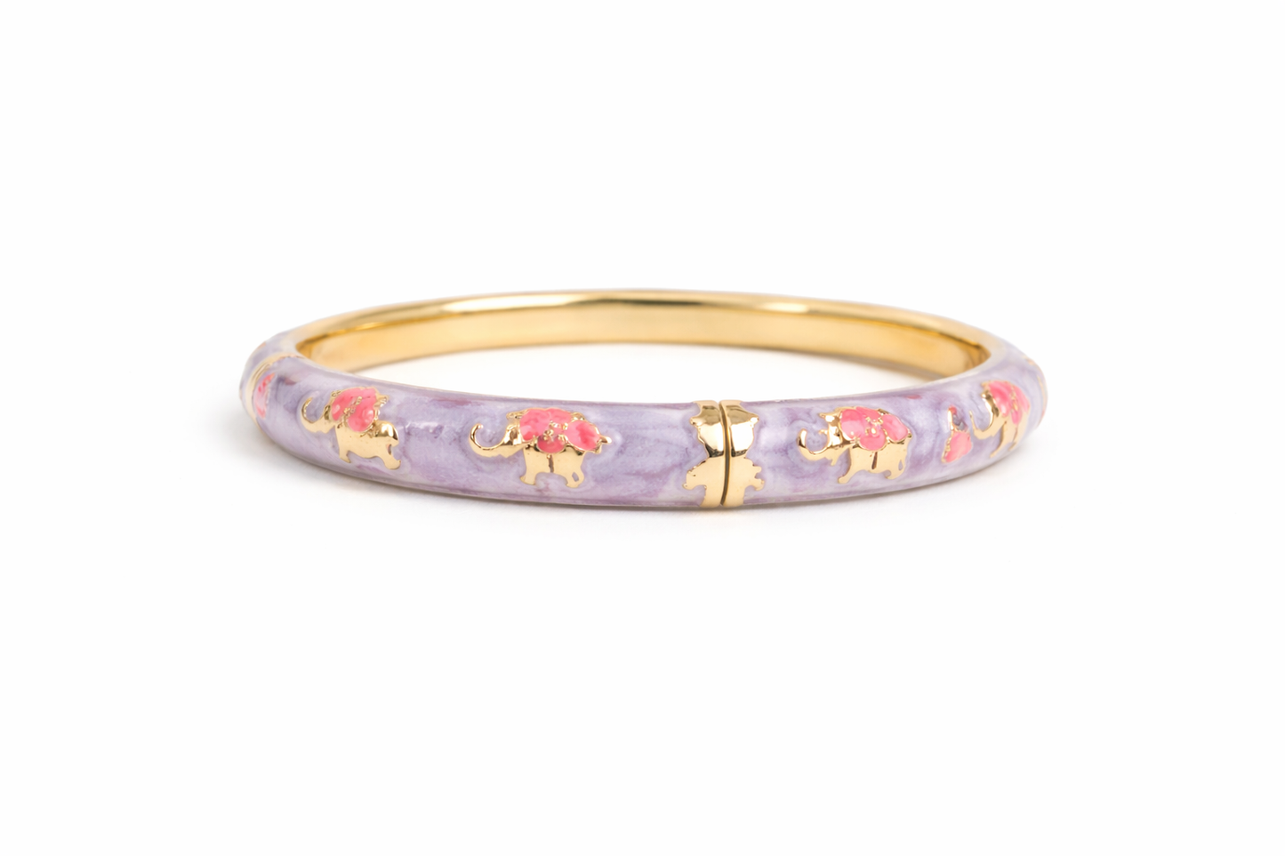 Pretty New Yellow Gold Plated Purple Elephant Enamel