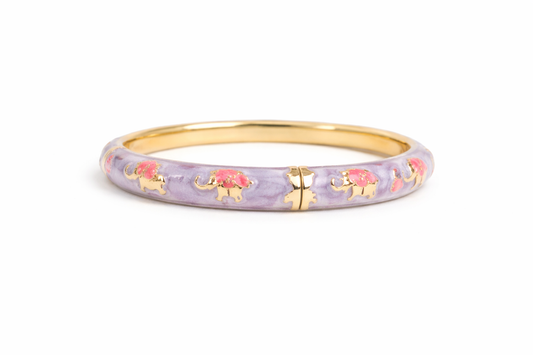 Pretty New Yellow Gold Plated Purple Elephant Enamel