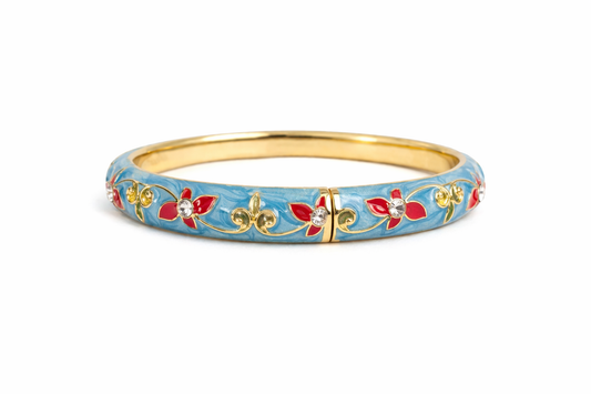 Red Flower Design with Diamond Enamel Bracelet