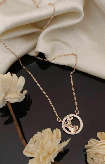 trendy circle pendant rose gold necklace